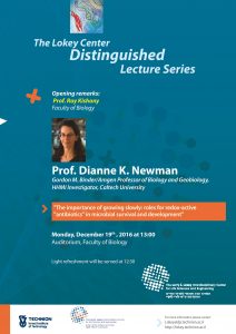 lecture poster of Dianne K. Newman